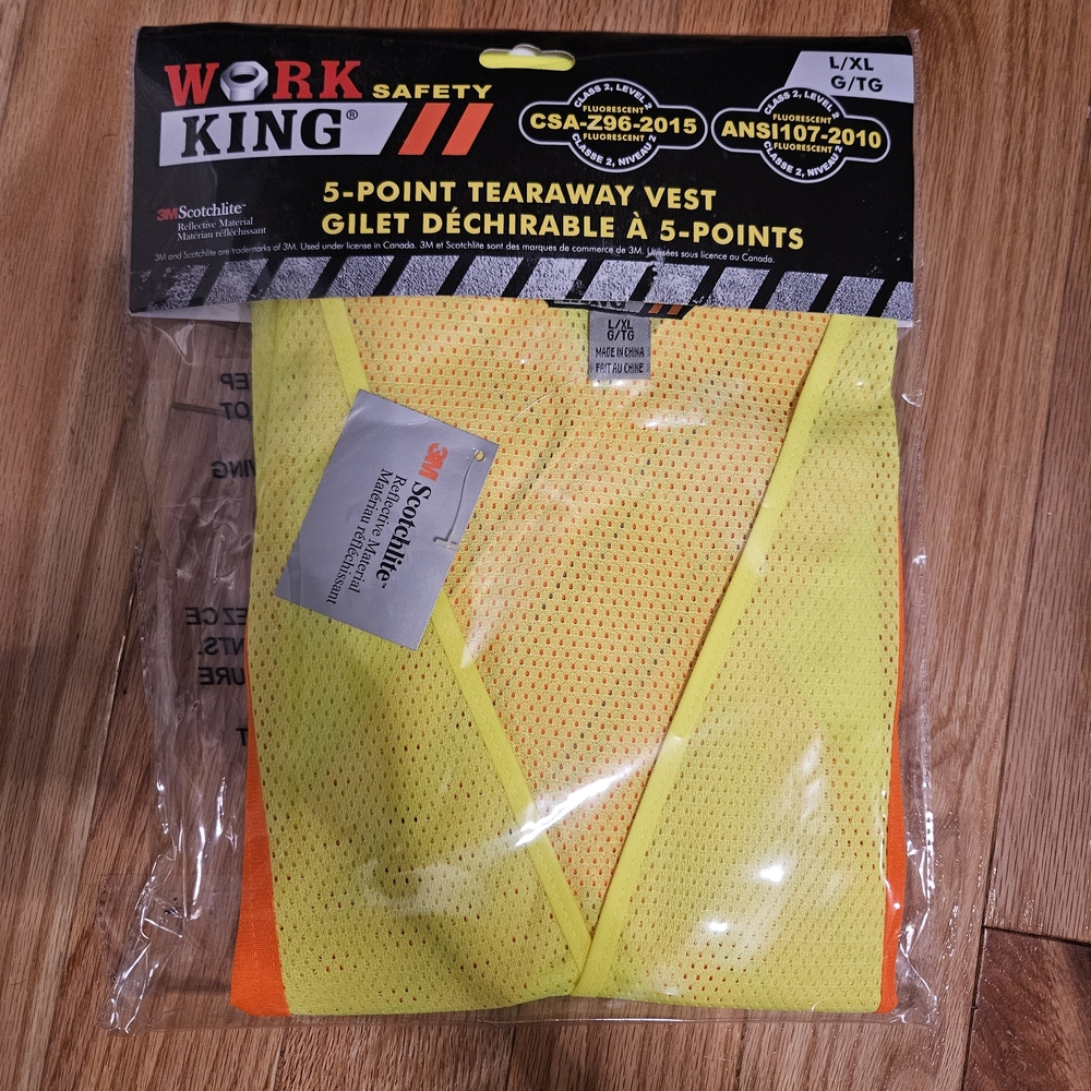 Work King Yellow Tearaway Safety Vest